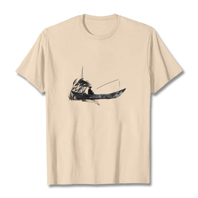 T-shirt en coton à motif herbe pour la pêche en bateau Foviel