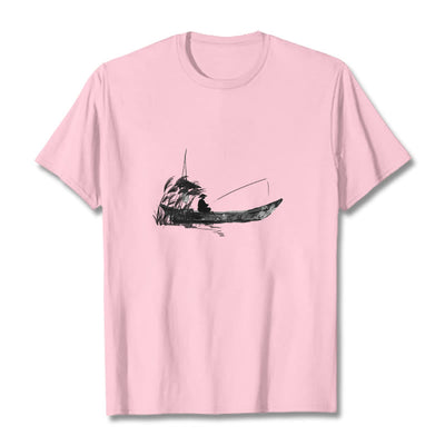 T-shirt en coton à motif herbe pour la pêche en bateau Foviel