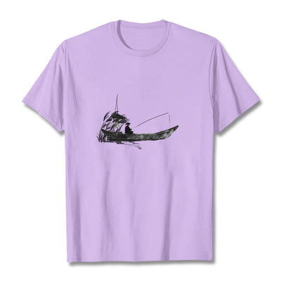 T-shirt en coton à motif herbe pour la pêche en bateau Foviel