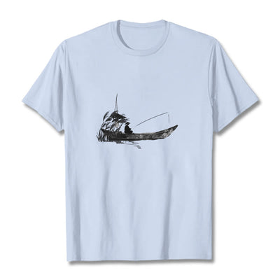 T-shirt en coton à motif herbe pour la pêche en bateau Foviel
