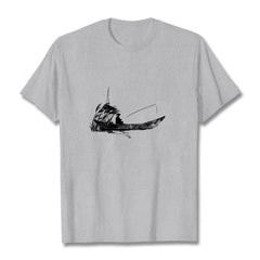 T-shirt en coton à motif herbe pour la pêche en bateau Foviel