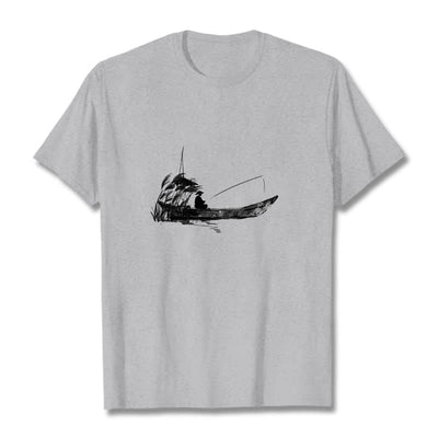 T-shirt en coton à motif herbe pour la pêche en bateau Foviel