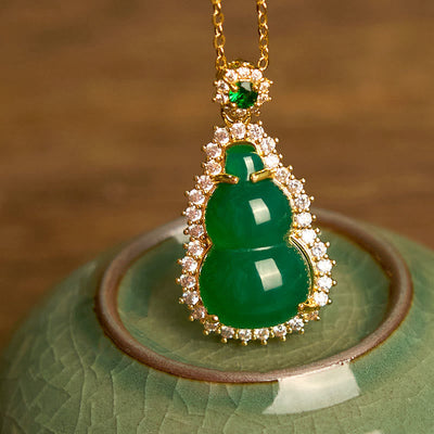 Foviel Green Chalcedony Gourd Pendant