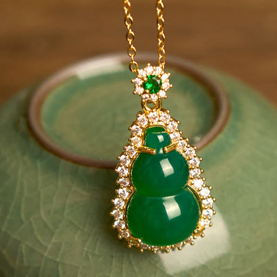 Foviel Green Chalcedony Gourd Pendant