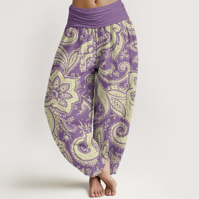 Buddha Stones Flowers Paisley Patterns Women's Elastic Waist Harem Pants - DarkOrchid - US22，UK/AU26，EU54 (6XL) - image 5