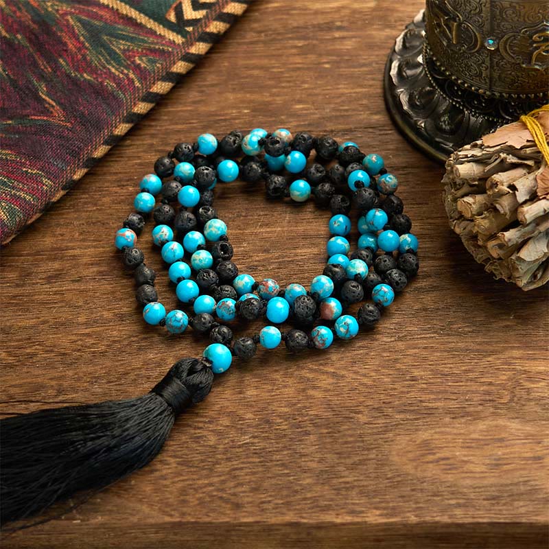 Foviel Emperor Stone Lava Rock Beads Tassel Happiness Necklaces Pendants