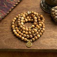 Foviel 108 Perlen Bild Jasper Mala Lotus Mut Armband