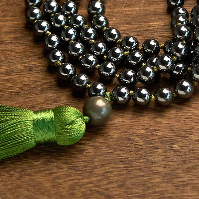 Buddha Stones 108 Mala Beads Natural Stone Hematite Tassel Powerful Bracelet - image 5