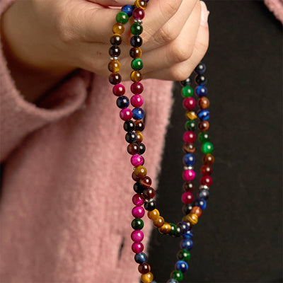 Buddha Stones 108 Mala Beads Natural Colorful Tiger Eye Stone Multi-turn Protection Bracelet - image 4