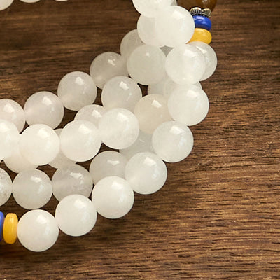 Buddha Stones 108 Mala Beads Natural Quartzite Wealth Luck Bracelet - image 13