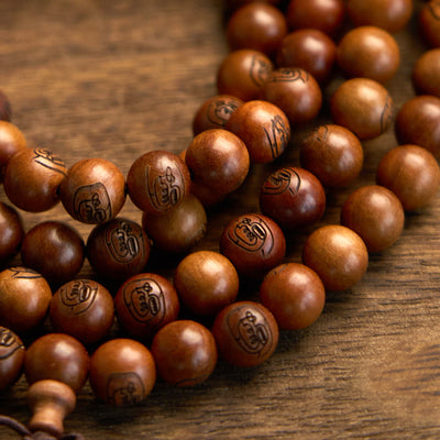 Buddha Stones 108 Mala Beads Lightning Struck Jujube Wood The Golden Light Mantra Protection Bracelet - image 9