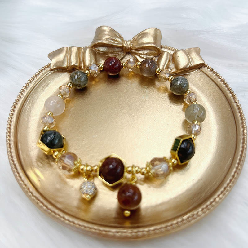 Foviel Natürliche farbige verstümmeltes Quarz Amethyst Schutzarmband