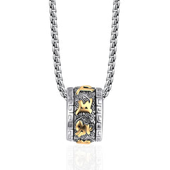 Buddha Stones Tibetan Om Mani Padme Hum Titanium Steel Peace Necklace Pendant Necklaces & Pendants BS Golden Om Mani Padme Hum