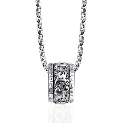 Buddha Stones Tibetan Om Mani Padme Hum Titanium Steel Peace Necklace Pendant Necklaces & Pendants BS Silver Om Mani Padme Hum