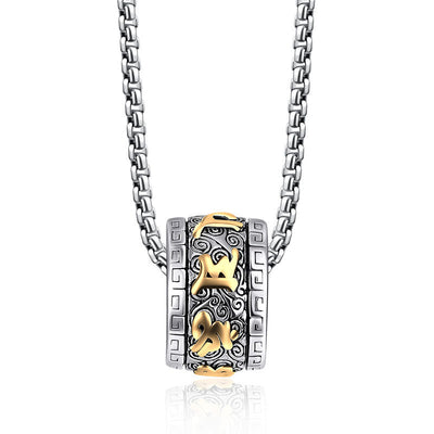 Buddha Stones Tibetan Om Mani Padme Hum Titanium Steel Peace Necklace Pendant Necklaces & Pendants BS 5
