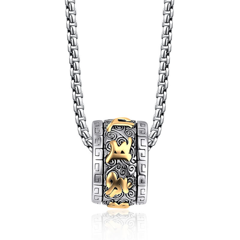 Buddha Stones Tibetan Om Mani Padme Hum Titanium Steel Peace Necklace Pendant Necklaces & Pendants BS 5
