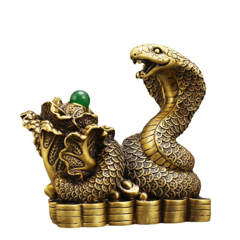 Buddha Stones Year Of The Snake Copper Coins Ingots Cabbage Brass Statue Home Decoration - image 13