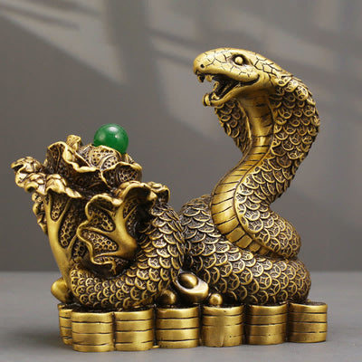 Buddha Stones Year Of The Snake Copper Coins Ingots Cabbage Brass Statue Home Decoration - 19*9*18cm - image 0
