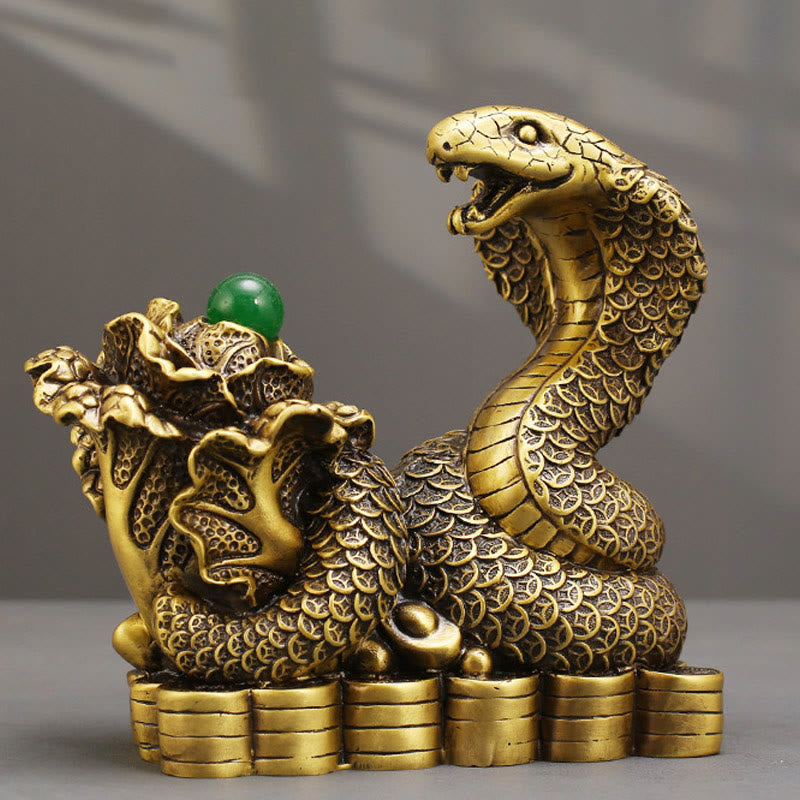 Buddha Stones Year Of The Snake Copper Coins Ingots Cabbage Brass Statue Home Decoration - 19*9*18cm - image 0