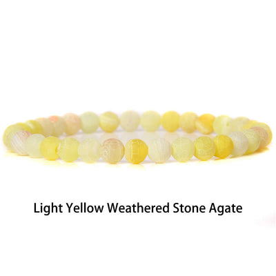 Buddha Stones 6mm Various Stone Crystal Black Glitter Stone Red Tiger Eye Beads Protection Bracelet Bracelet BS Light Yellow Weathered Stone Agate 6mm(Wrist Circumference 14-16cm)