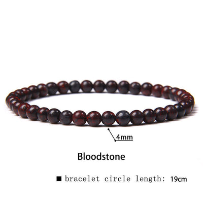 Buddha Stones 4mm Various Stone Crystal Mini Beads Healing Bracelet Bracelet BS Bloodstone 4mm(Wrist Circumference 14-17cm)