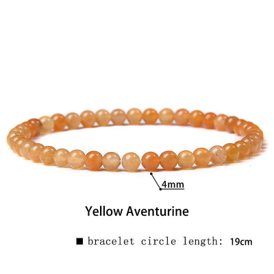 Buddha Stones 4mm Various Stone Crystal Mini Beads Healing Bracelet Bracelet BS Yellow Aventurine 4mm(Wrist Circumference 14-17cm)