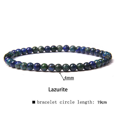 Buddha Stones 4mm Various Stone Crystal Mini Beads Healing Bracelet Bracelet BS Lazurite 4mm(Wrist Circumference 14-17cm)