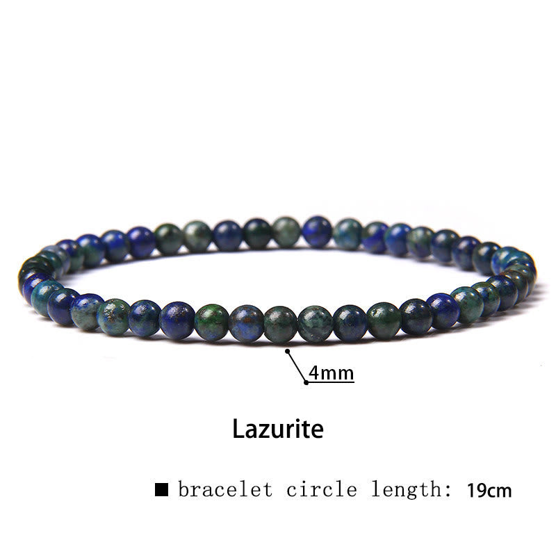 Buddha Stones 4mm Various Stone Crystal Mini Beads Healing Bracelet Bracelet BS Lazurite 4mm(Wrist Circumference 14-17cm)