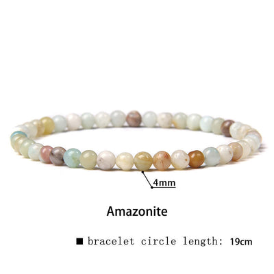 Buddha Stones 4mm Various Stone Crystal Mini Beads Healing Bracelet Bracelet BS Amazonite 4mm(Wrist Circumference 14-17cm)