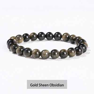 Buddha Stones Various Crystal Stone Amethyst Green Aventurine Rose Quartz Healing Bracelet - Gold Sheen Obsidian - 10mm(Wrist Circumference 14-16cm) - image 8
