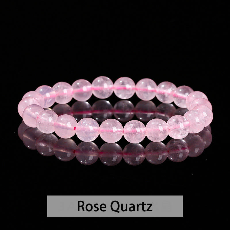 Buddha Stones Various Crystal Stone Amethyst Green Aventurine Rose Quartz Healing Bracelet - Rose Quartz - 10mm(Wrist Circumference 14-16cm) - image 3