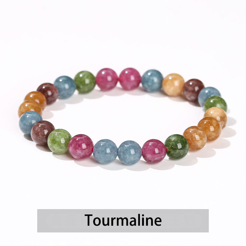 Buddha Stones Various Crystal Stone Amethyst Green Aventurine Rose Quartz Healing Bracelet - Tourmaline - 10mm(Wrist Circumference 14-16cm) - image 16