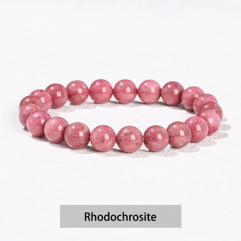 Buddha Stones Various Crystal Stone Amethyst Green Aventurine Rose Quartz Healing Bracelet - Rhodonite - 10mm(Wrist Circumference 14-16cm) - image 33