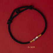 Foviel Handmade 925 Sterling Silver Bamboo Design Red String Luck Braided Bracelet