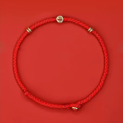 Buddha Stones Handmade Braided Red String 925 Sterling Silver Fu Character Luck Bracelet Bracelet BS 3