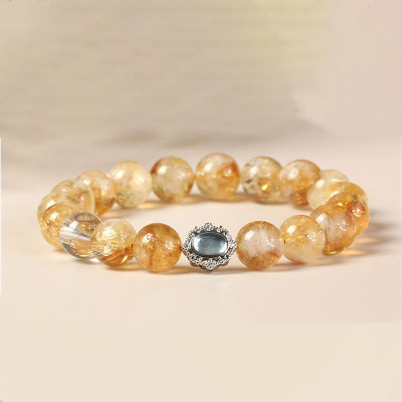 Buddha Stones Natural Citrine Rutilated Quartz Prosperity Bracelet Bracelet BS 1