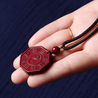 Foviel Natürliche Zinnober Bagua Taishang Laojun Fu Charakter Ruhig Halskette Anhänger