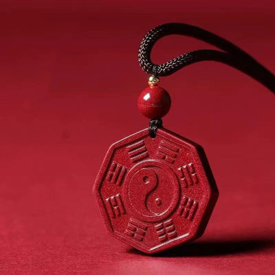 Foviel Natürliche Zinnober Bagua Taishang Laojun Fu Charakter Ruhig Halskette Anhänger