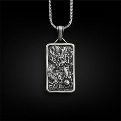 Buddha Stones Pure Tin Dragon Success Protection Necklace Pendant Necklaces & Pendants BS Dragon Pendant&Titanium Steel Chain