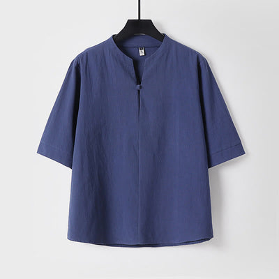 Chemise pour homme Foviel unie à manches trois-quarts et un bouton