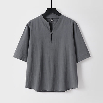 Chemise pour homme Foviel unie à manches trois-quarts et un bouton