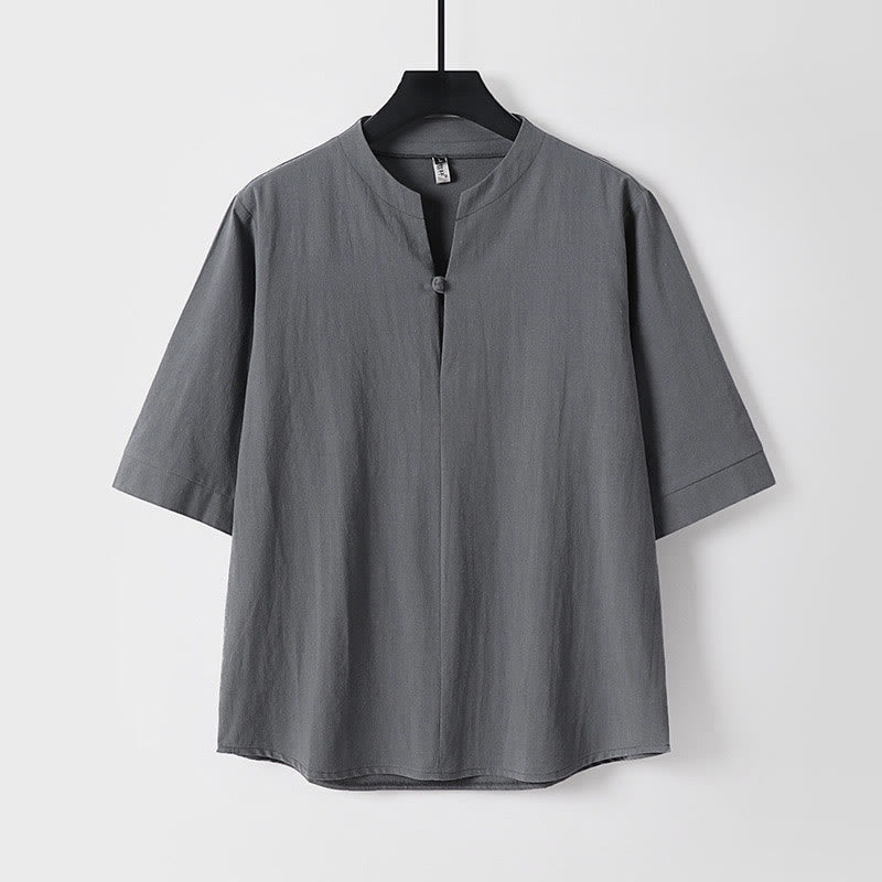 Chemise pour homme Foviel unie à manches trois-quarts et un bouton