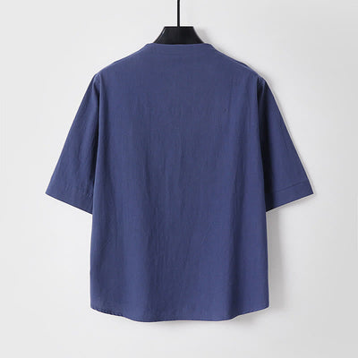 Chemise pour homme Foviel unie à manches trois-quarts et un bouton