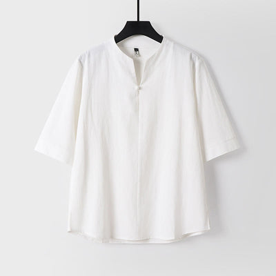 Chemise pour homme Foviel unie à manches trois-quarts et un bouton