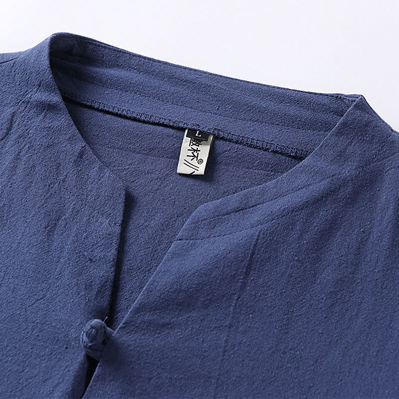 Chemise pour homme Foviel unie à manches trois-quarts et un bouton