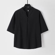 Foviel Plain Color Three Quarter Sleeve One Button Men's Shirt