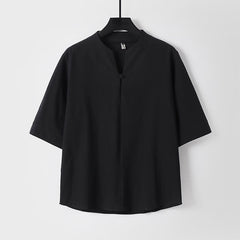 Chemise pour homme Foviel unie à manches trois-quarts et un bouton