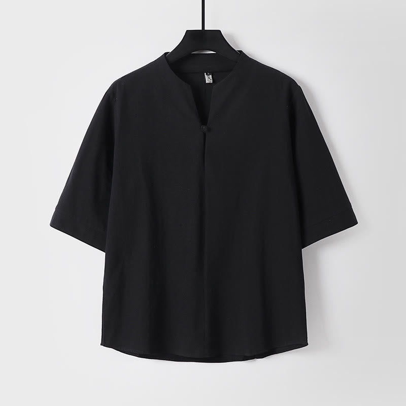 Chemise pour homme Foviel unie à manches trois-quarts et un bouton
