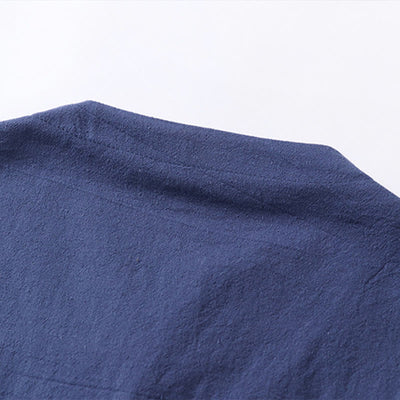 Buddha Stones Casual Plain Color One Button Three Quarter Sleeve Cotton Linen Men's Shirt - image 9