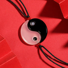 Buddha Stones Black Onyx White Agate Yin Yang Tai Chi Diagram Fortune Couple Necklace Pendant Necklaces & Pendants BS Black Onyx White Agate YIN YANG